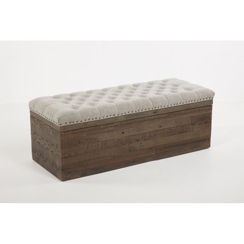Bungalow Rose Advika Acacia Storage Ottoman Bench Reviews Wayfair